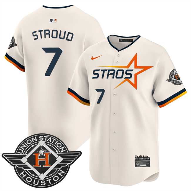 Men%27s Houston Astros #7 C.J. Stroud Cream 2025 City Connect Limited Stitched Jersey Dzhi->houston astros->MLB Jersey